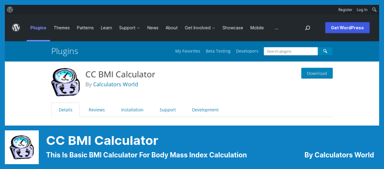 CC BMI Calculator Plugin - 这是用于体重指数计算的基本 BMI 计算器