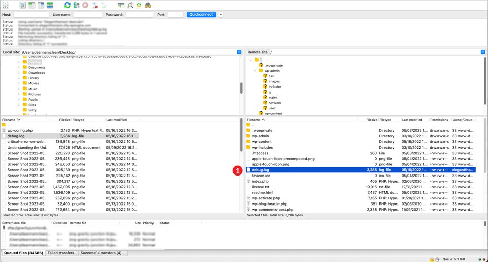 Registro di debug della schermata bianca di WordPress