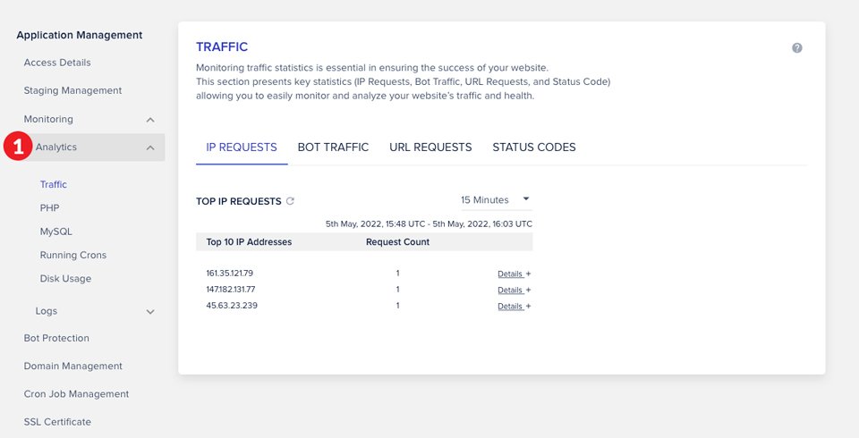 monitoraggio del traffico del sito