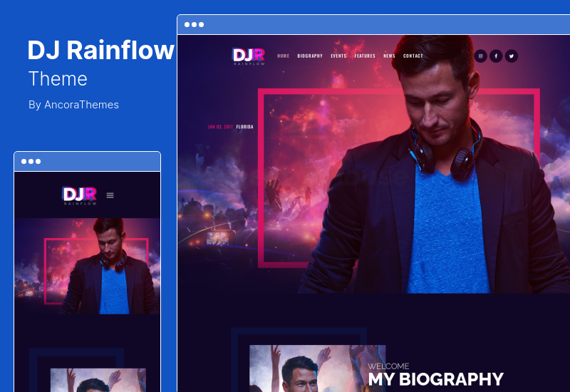 DJ Rainflow Theme — тема WordPress для музыканта музыкальной группы