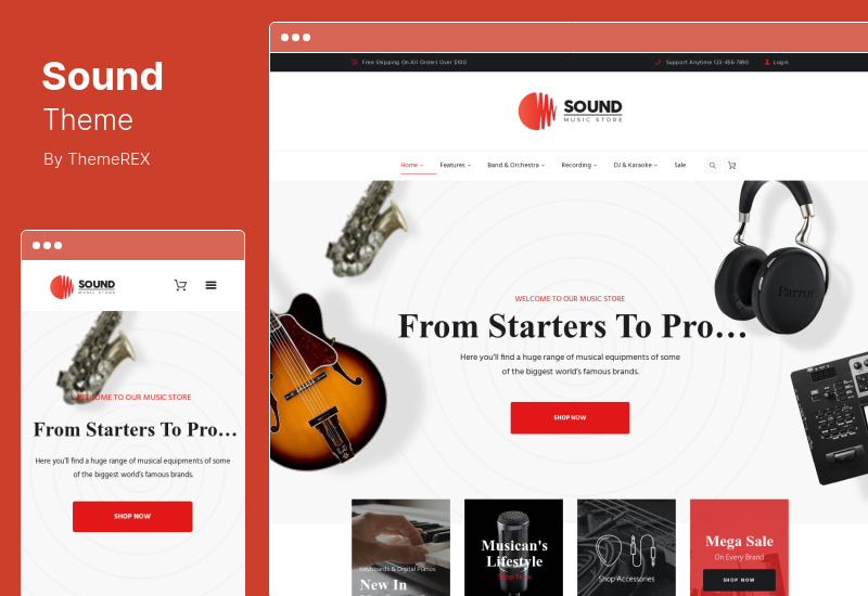 Sound Theme — тема WordPress для интернет-магазина музыкальных инструментов