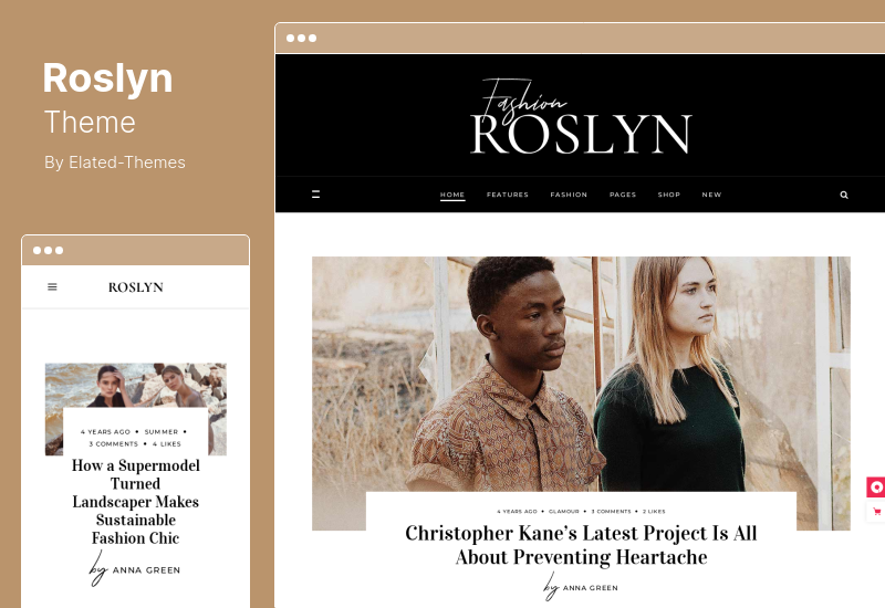 Roslyn Theme - Тема WordPress для Blogger Fashion Magazine