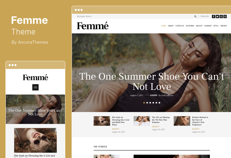 Femme Theme — тема WordPress для интернет-журнала и блога о моде