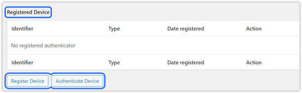 Identificateurs d'appareils enregistrés