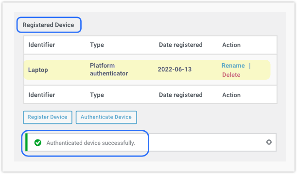 Appareil authentifié avec succès