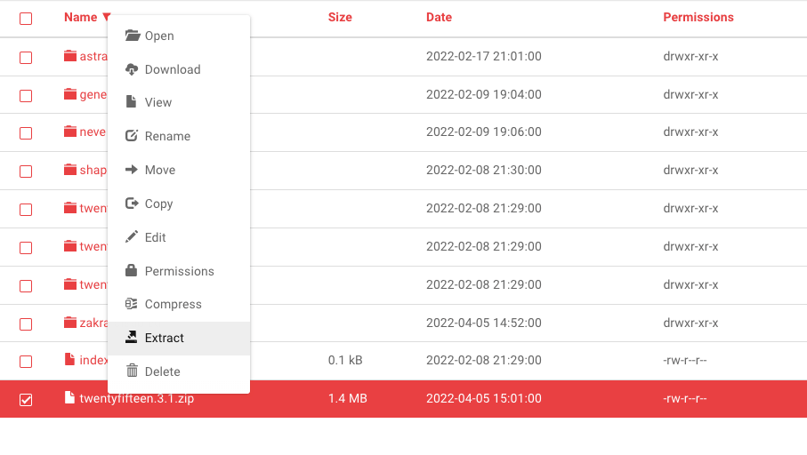 subir un tema a través de cpanel