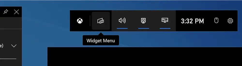 Opsi Menu Widget di Xbox Game Bar.