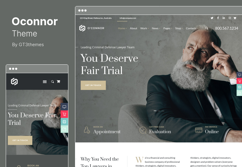 Тема Oconnor - тема WordPress для юристов, юристов и адвокатов