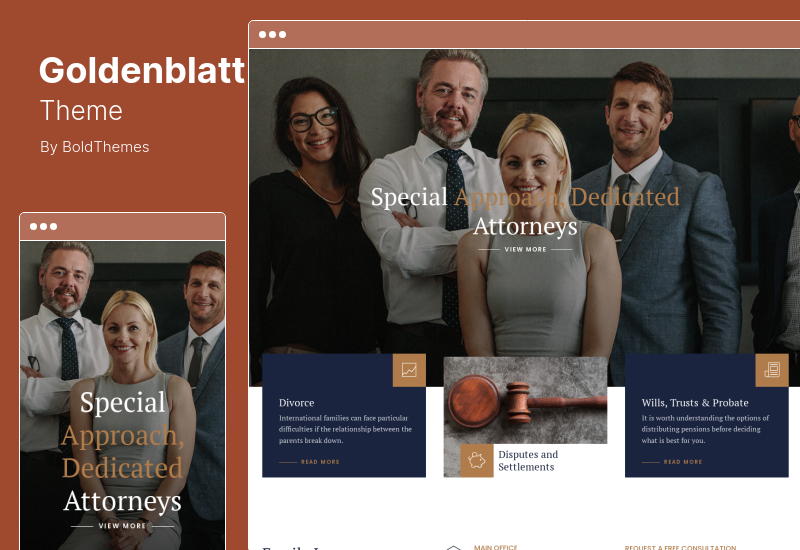 Goldenblatt Theme - тема WordPress для адвоката, адвоката, адвокатского бюро