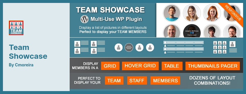 Team Showcase Plugin - Membros da equipe/staff exibindo o plugin WordPress