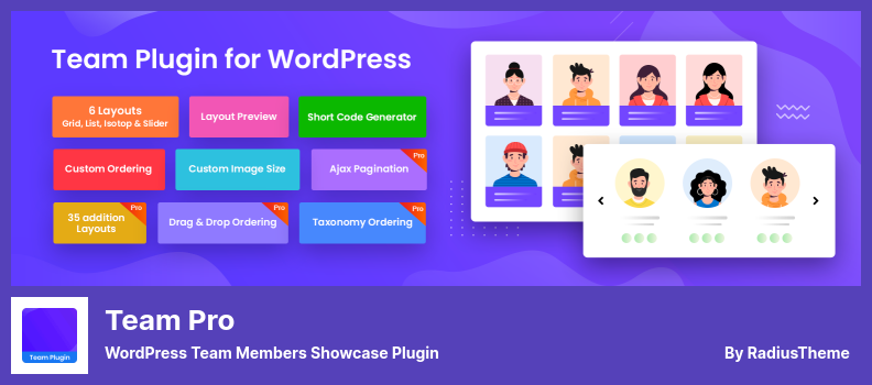 Plugin Team Pro - Plugin de apresentação de membros da equipe WordPress