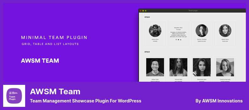 Plugin de equipe AWSM - Plugin de demonstração de gerenciamento de equipe para WordPress