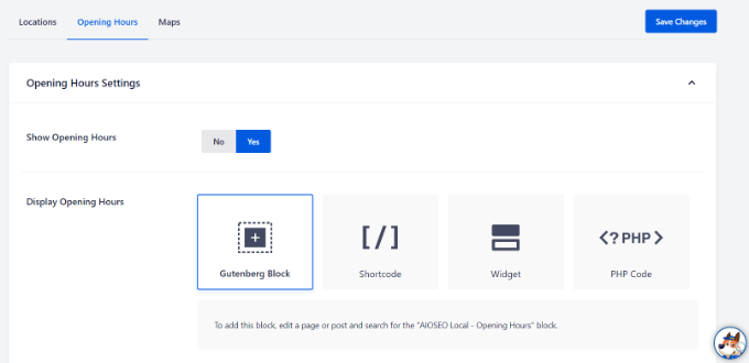 Configure opening timings