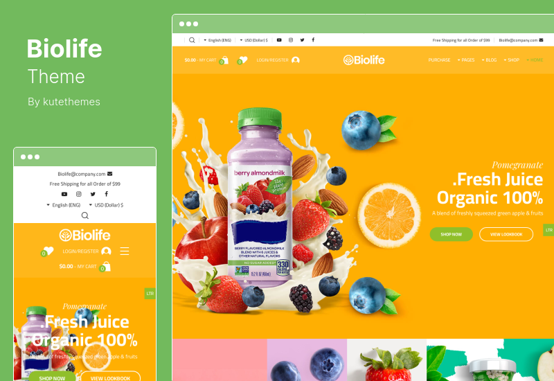 Tema Biolife - Tema WordPress de Alimentos Orgânicos e Suporte RTL