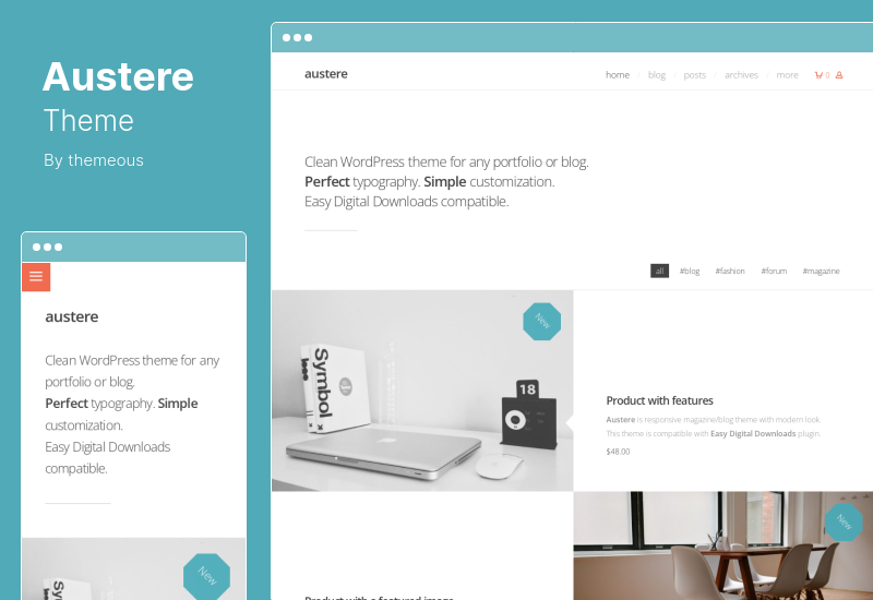 Тема Austere — тема WordPress для легкой цифровой загрузки