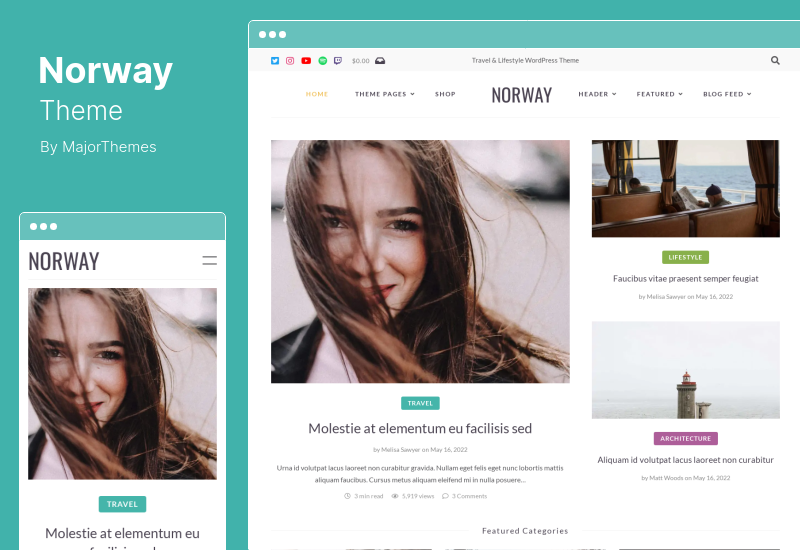 Tema Norvegia - Tema WordPress Minimal Travel Blog