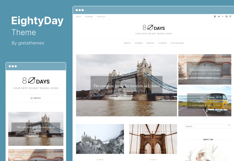 Tema EightyDay - O temă WordPress pentru bloguri de călătorie