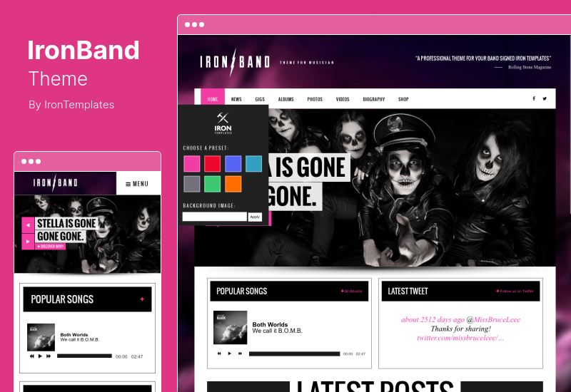 Tema IronBand - Tema WordPress Band Musik DJ