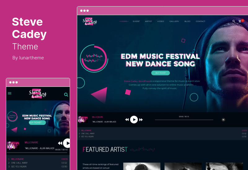 Steve Cadey Theme - Tema Musik WordPress Untuk Musisi, DJ, Band Artis Solo