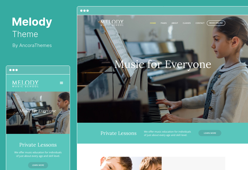 Tema Melody - Tema WordPress Sekolah Musik Seni