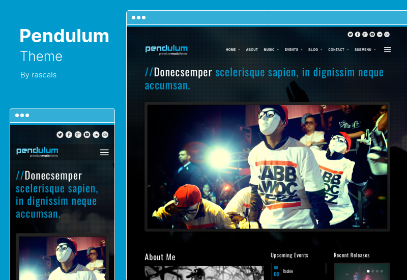 Tema Pendulum - Produser Beat, Tema Acara DJ untuk WordPress