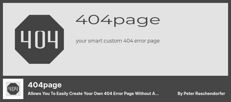 Plugin 404page - Vă permite să vă creați cu ușurință propria pagină de eroare 404 fără niciun efort