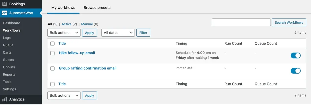 criando e-mails de acompanhamento com AutomateWoo