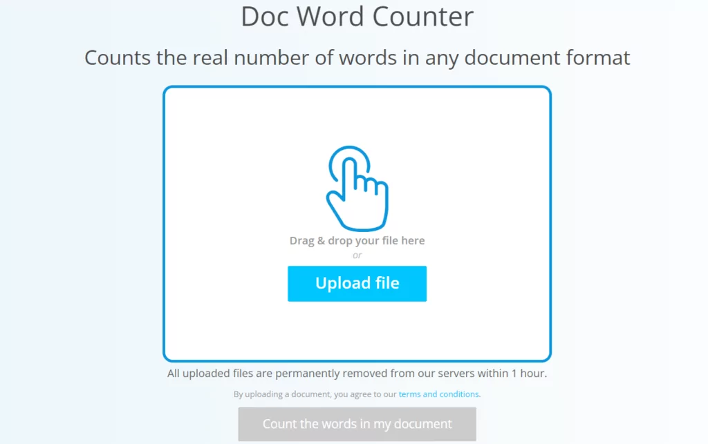 Pagina web Doc Word Counter site-ul web al contorului de cuvinte