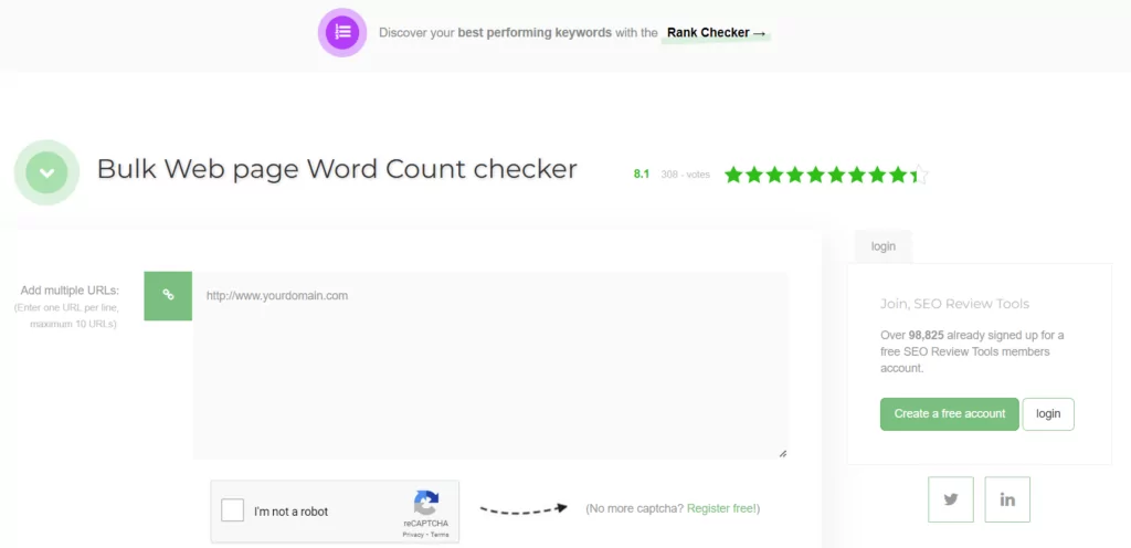 Pagina web în vrac Word Count Checker