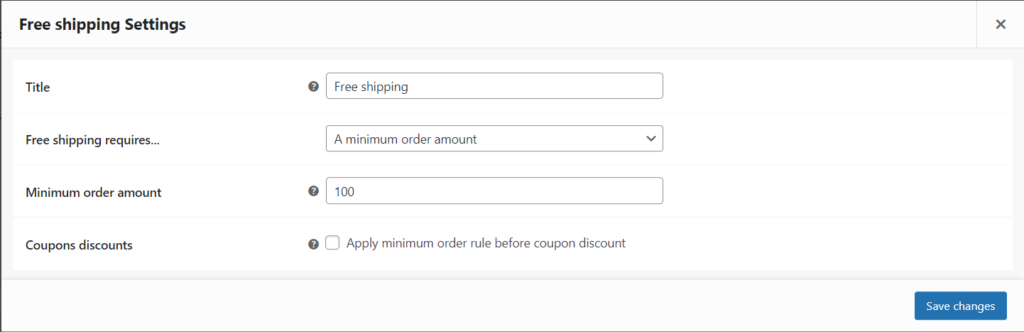 Free Shipping Settings