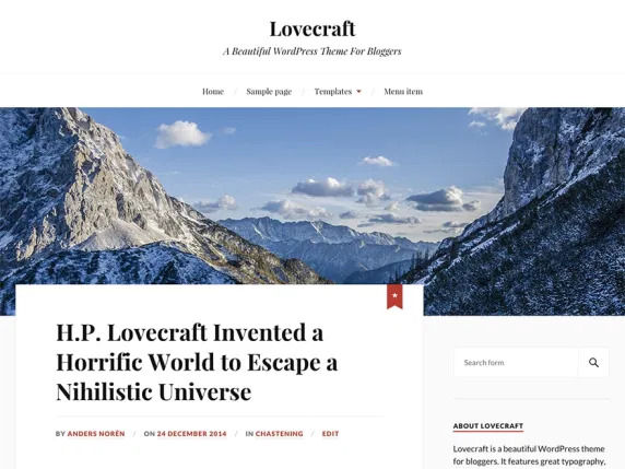 Lovecraft - Tema WordPress Terbaik untuk Blogger