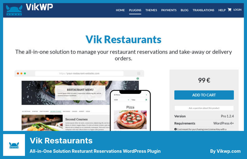 Complemento de restaurantes Vik - Complemento de WordPress para reservas de restaurantes de solución todo en uno