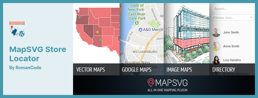 Complemento MapSVG Store Locator: todo tipo de mapas y localizador de tiendas para WordPress