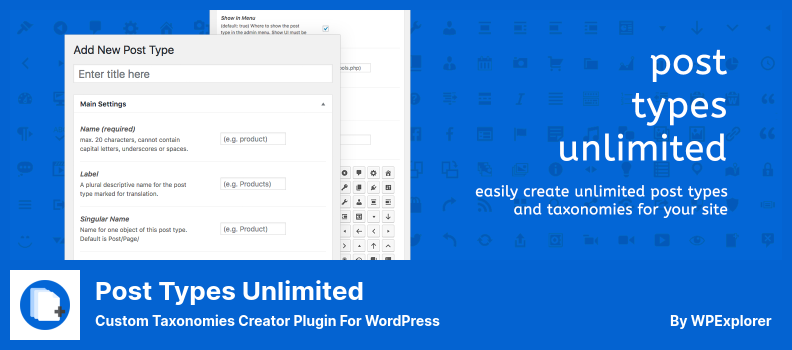 Post Types Unlimited Plugin - Complemento de creación de taxonomías personalizadas para WordPress