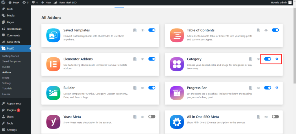如何在 WordPress 2 中將類別添加到側邊欄 Turn on Category Addon