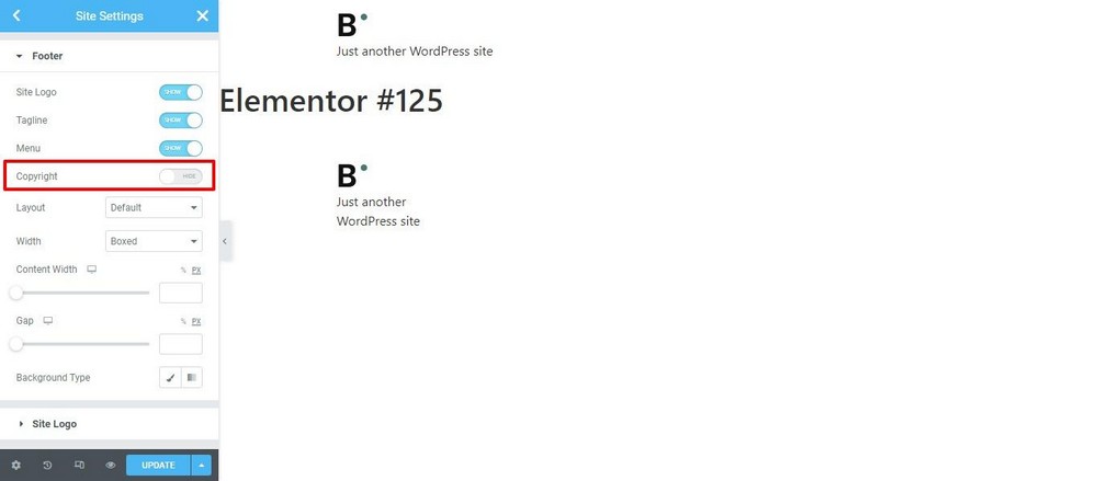 mengedit footer dengan Elementor