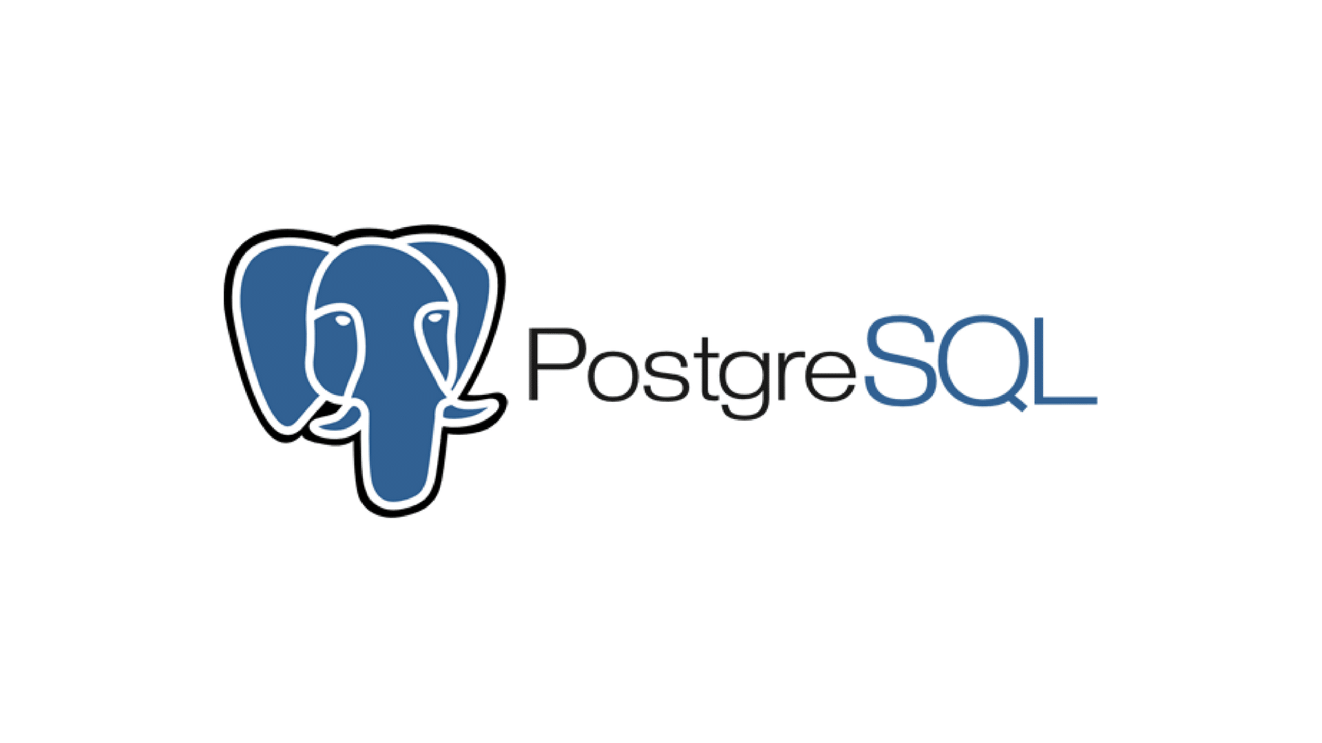 PostgreSQL 徽标,显示黑色和白色轮廓的程式化蓝色大象头下方的文本。