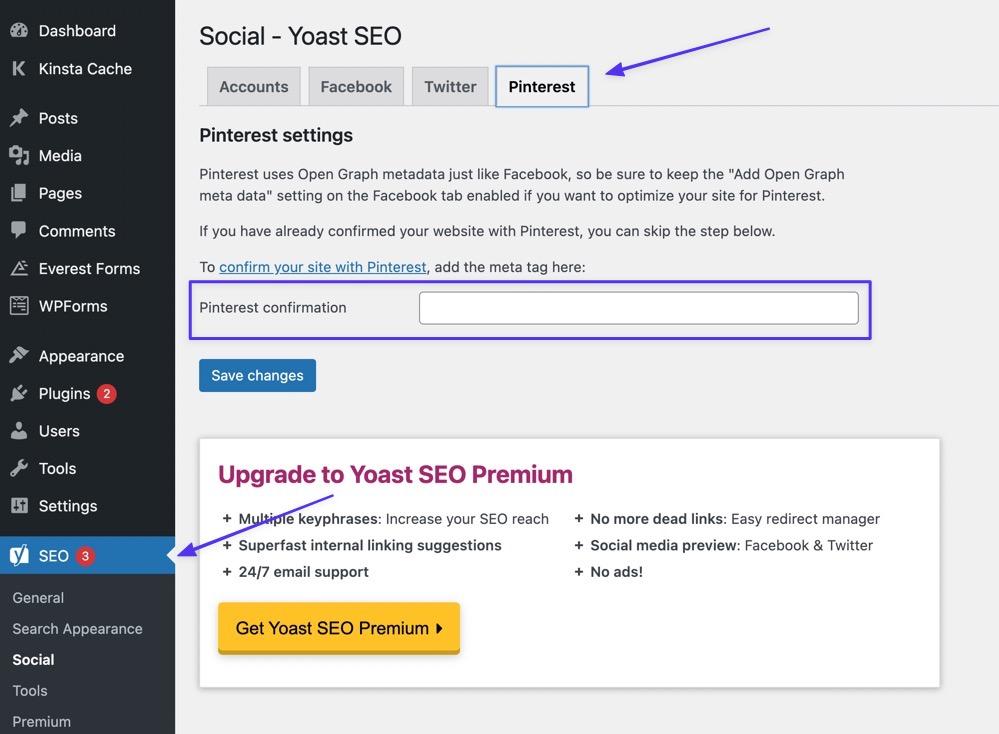 SEO > Социальные сети > Pinterest в Yoast
