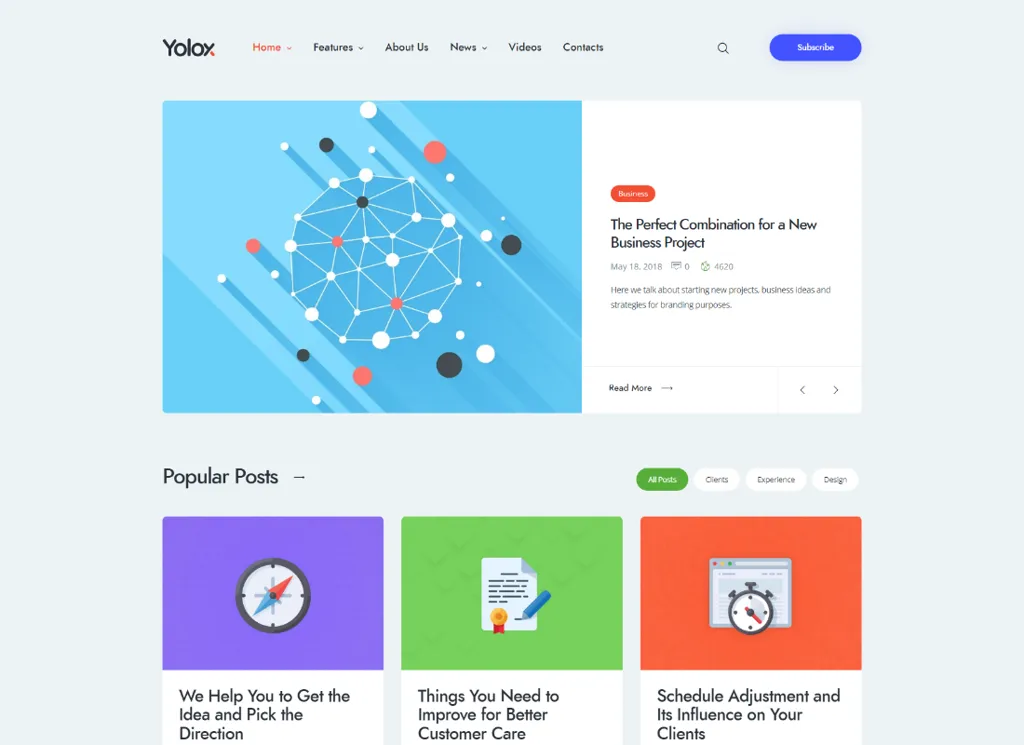 Yolox — современная тема блога WordPress для бизнеса и стартапа