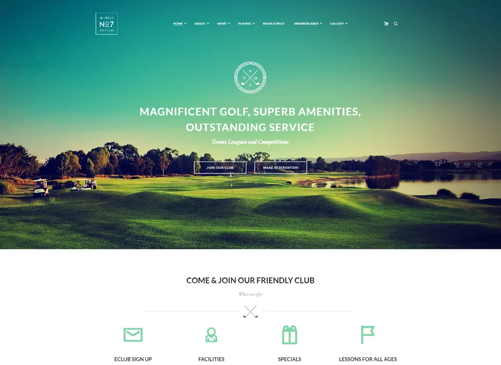 N7 - สนามกอล์ฟ & หลักสูตร กีฬา & กิจกรรม WordPress Theme