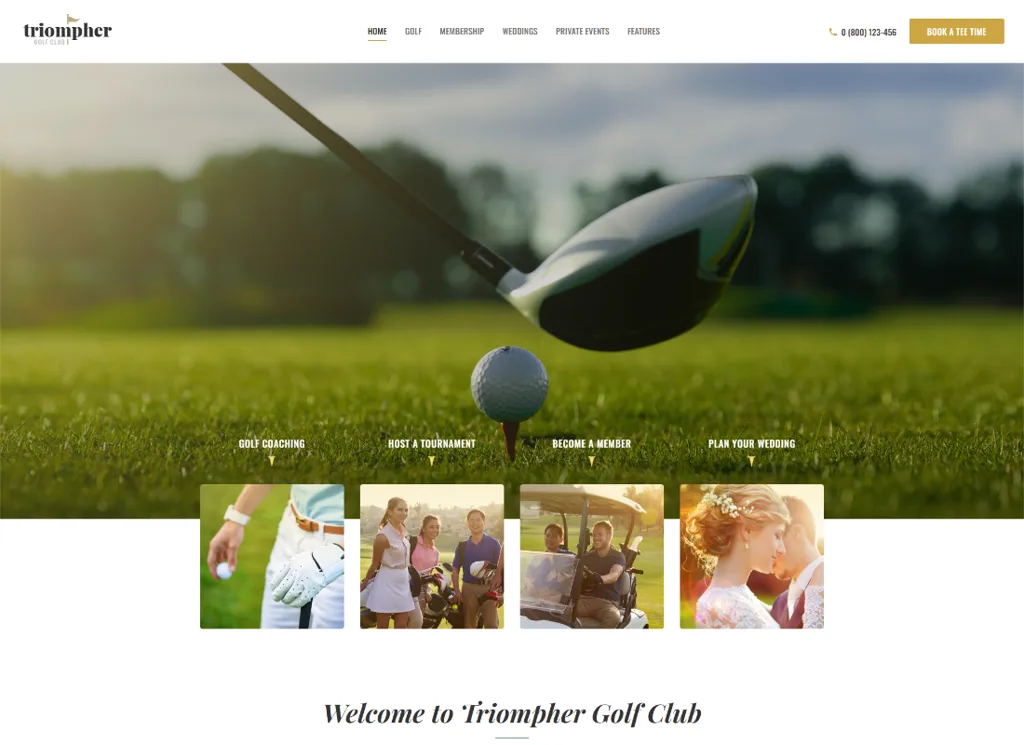 Triompher - สนามกอล์ฟและสปอร์ตคลับ WordPress Theme