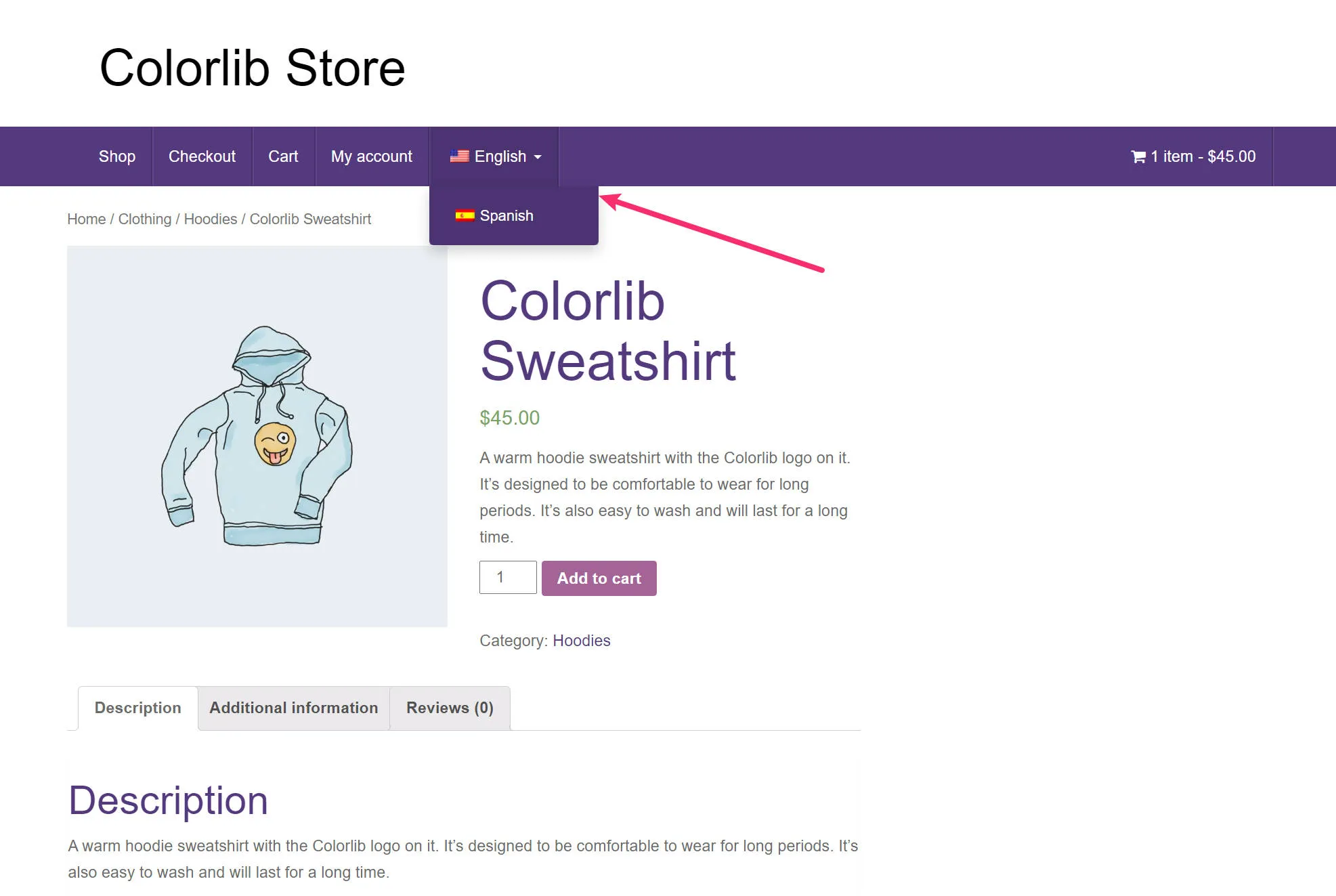 การเลือกหลายภาษาสำหรับ WooCommerce ภายในเมนูการนำทาง