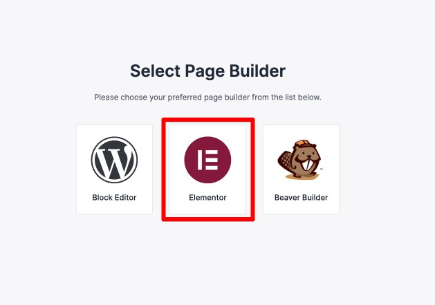 選擇 elementor 頁面構建器