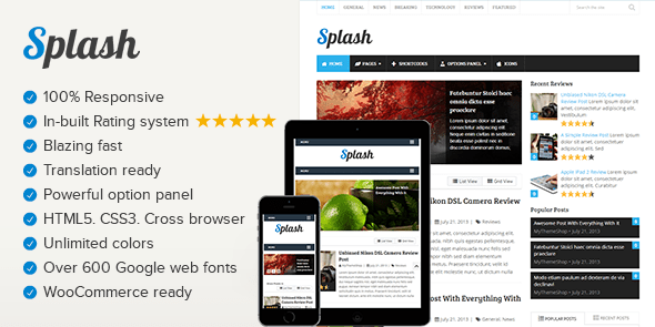 Splash - ธีม WordPress ตามรีวิว