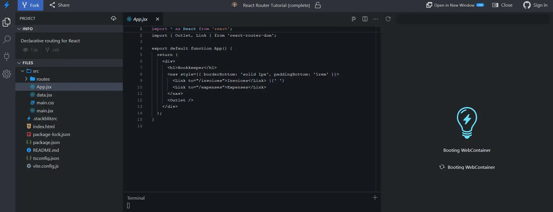 อินเทอร์เฟซ React Router