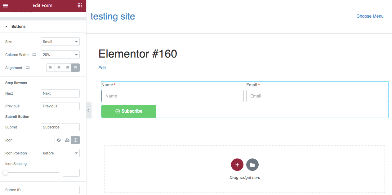 Edytuj akcję przycisku w Elementorze