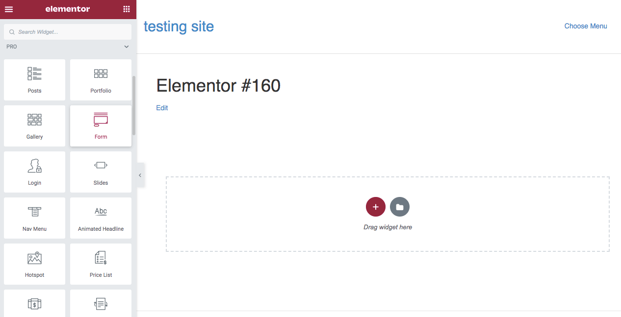 Znajdź widżet formularza