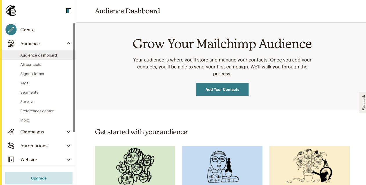 Agregar contactos en Mailchimp