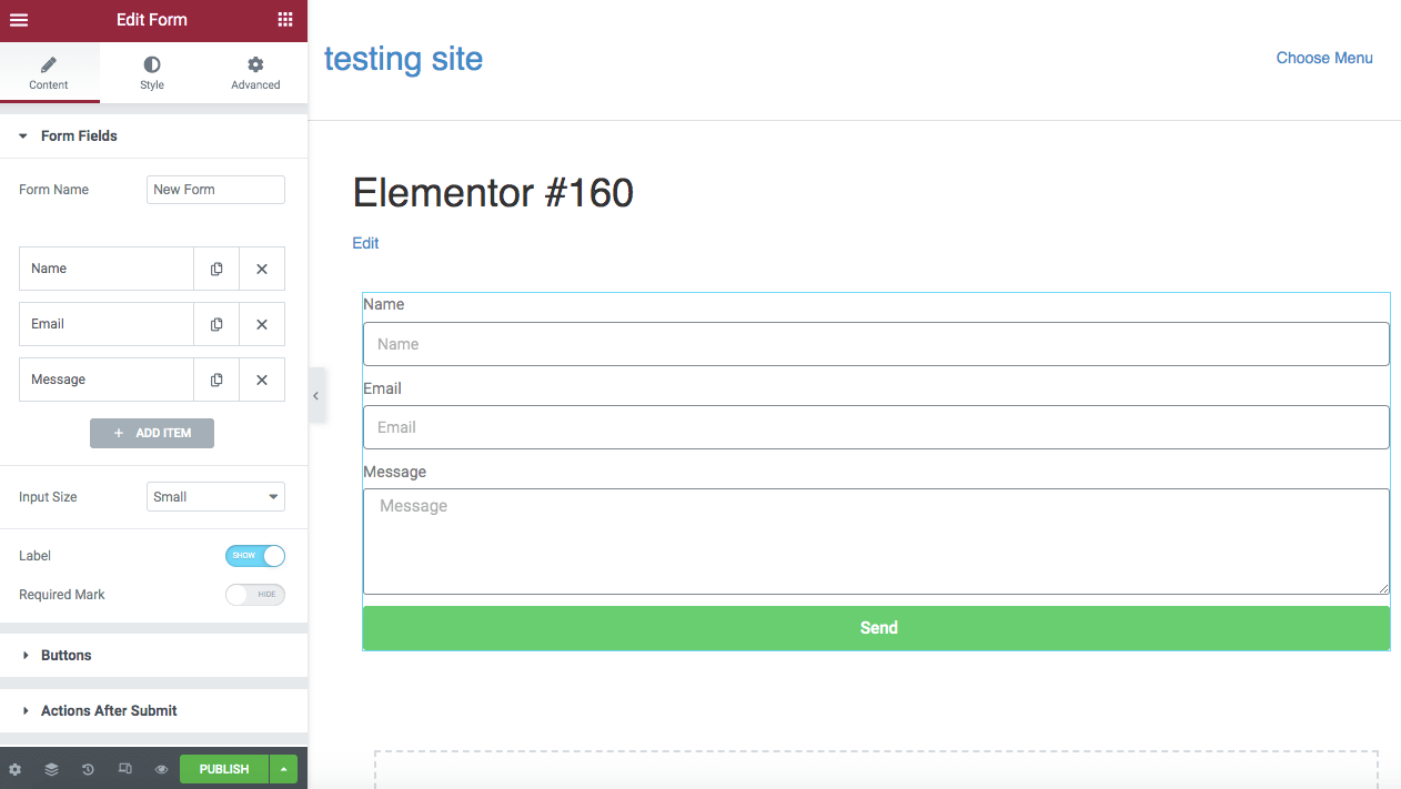 Comece a personalizar o formulário