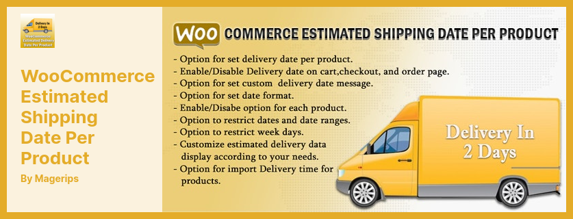 WooCommerce 每个产品插件的预计发货日期 - 第一个交货日期 WordPress 插件